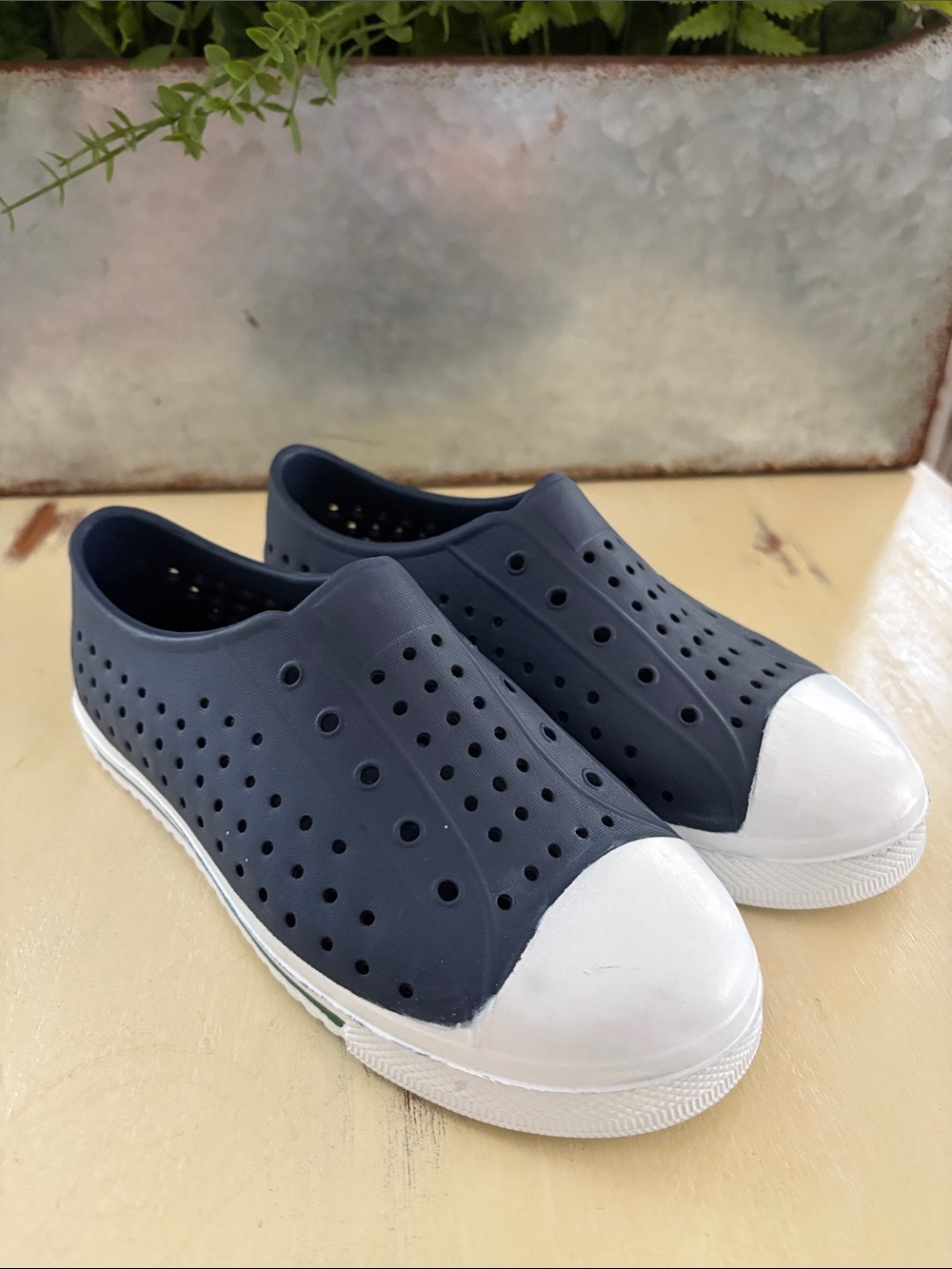 J. Crew Navy Blue Slip On Waterproof Casual Shoes with White Toe Cap Kids Size 3